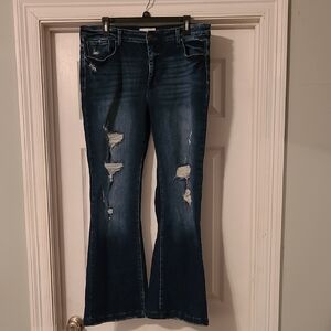 PETRA 153 Distressed Blue Women's Jeans Size 16W Flare